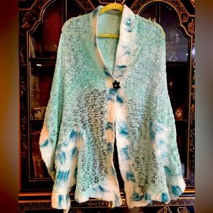 Hand felted wool/ fabric shawl